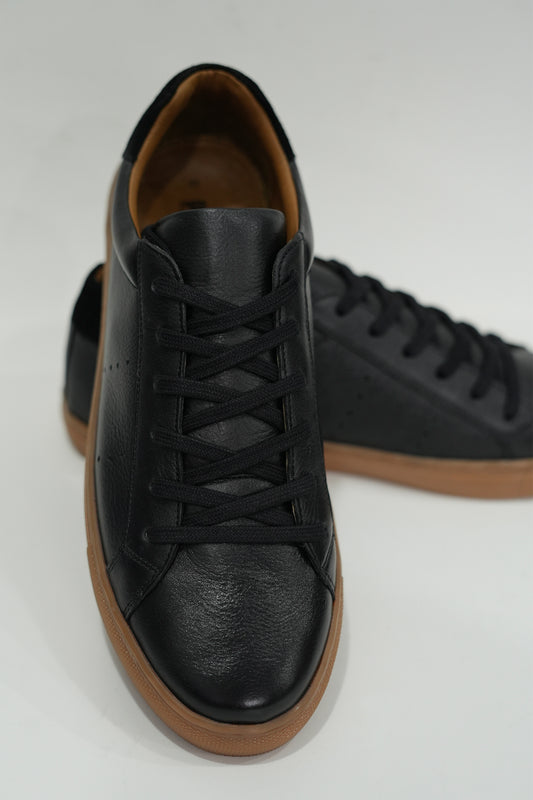 Lacer Black Grain Leather Sneaker