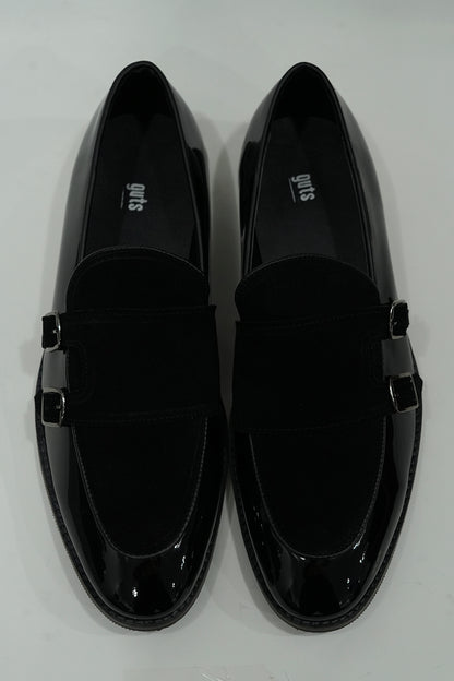 Handcrafted Double Monk Black Shoes