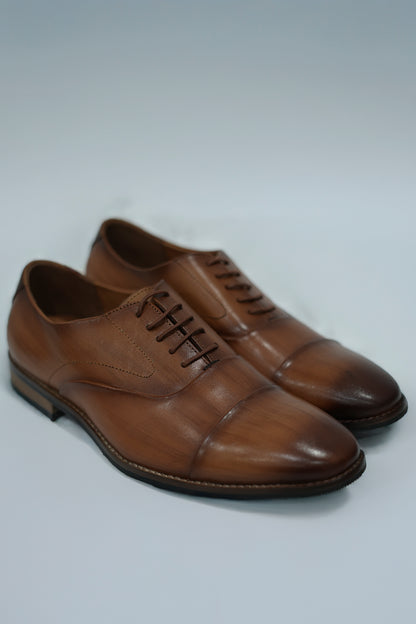 Wood Finish Tan Leather Shoes