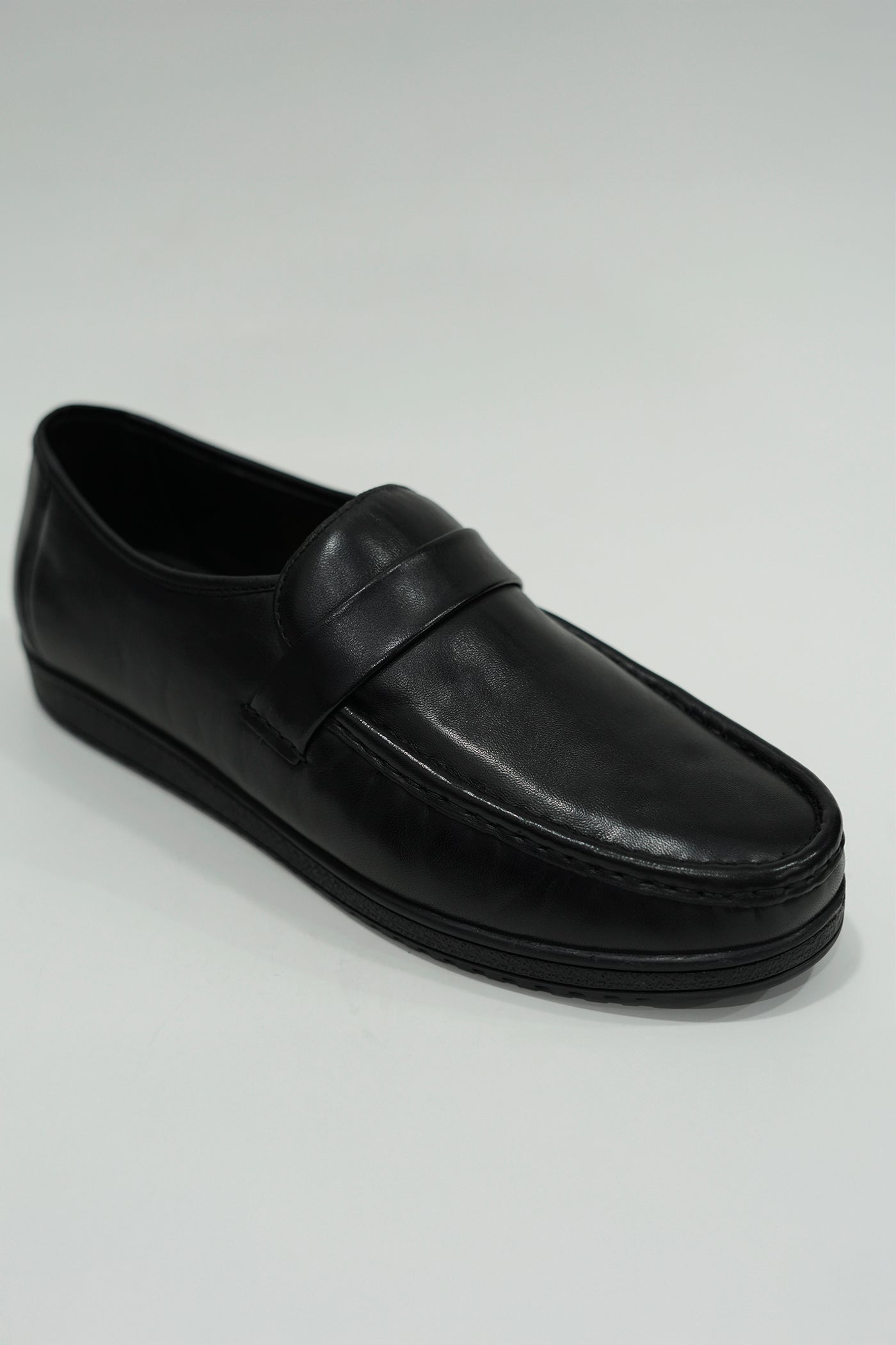 Cushion Slip-on Black Leather Shoe