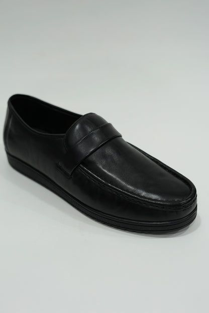 Cushion Slip-on Black Leather Shoe