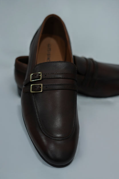 Double Monk Brown Leather Shoe