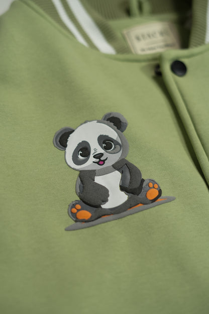 Panda Paradise Mint Varsity Jacket Men