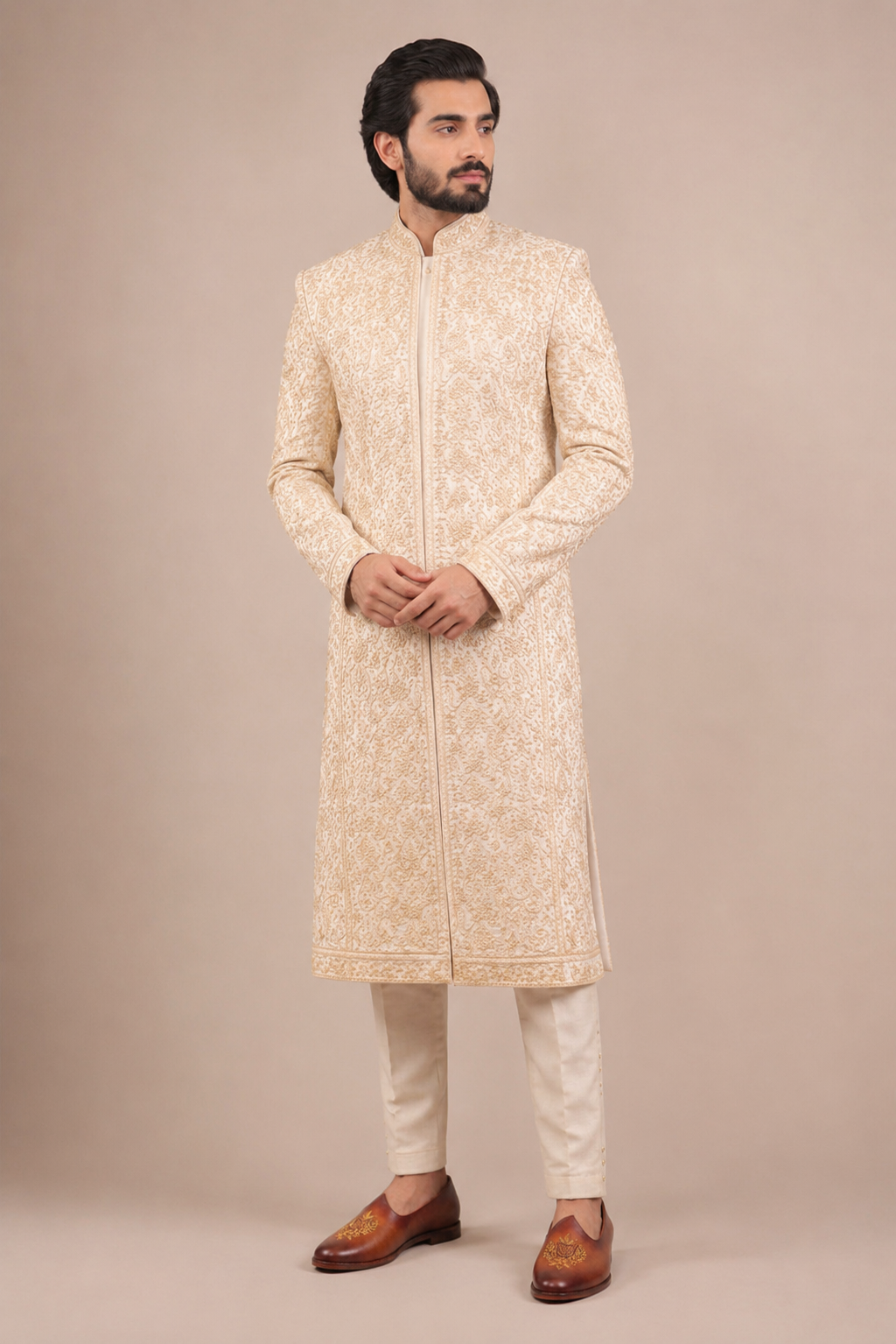 Handcrafted Tan Leather Jalsa with Embroidered Crest