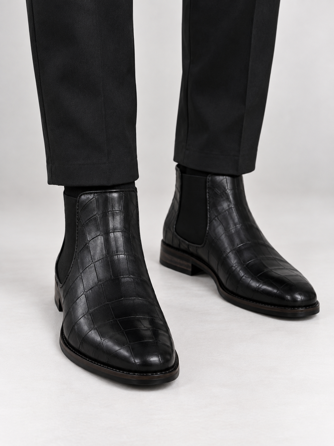 Chelsea Black Croco Boots