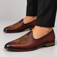 Handcrafted Brown Leather Jalsa with Embroidered Crest