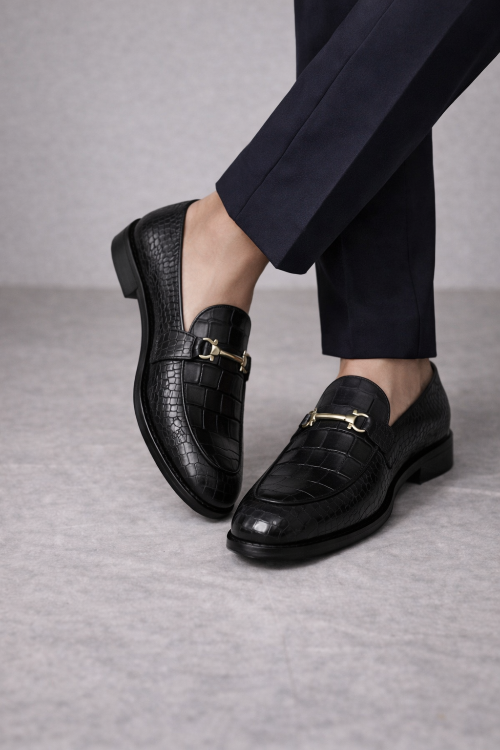 Crocodile Premium Black Leather Shoe