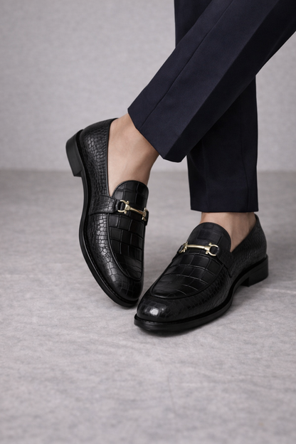 Crocodile Premium Black Leather Shoe