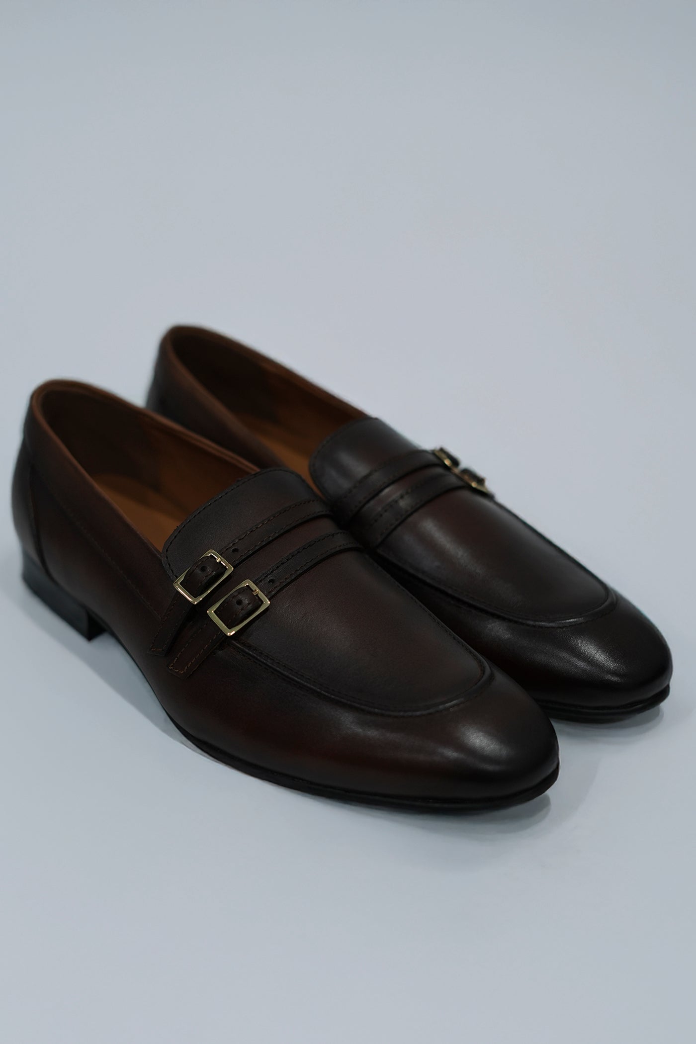 Double Monk Brown Leather Shoe