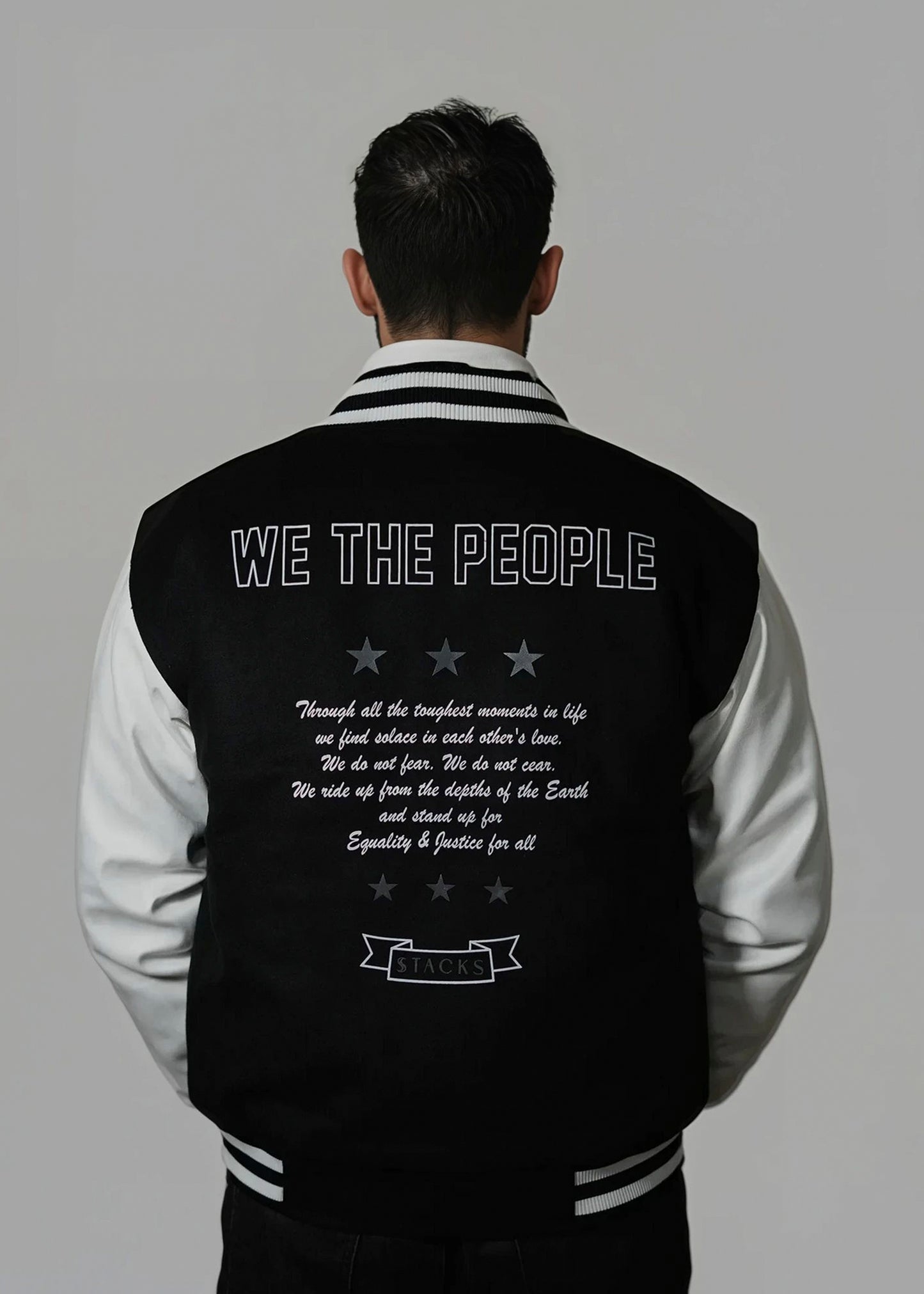 Black & White Varsity Jacket Men