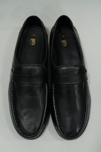 Cushion Slip-on Black Leather Shoe