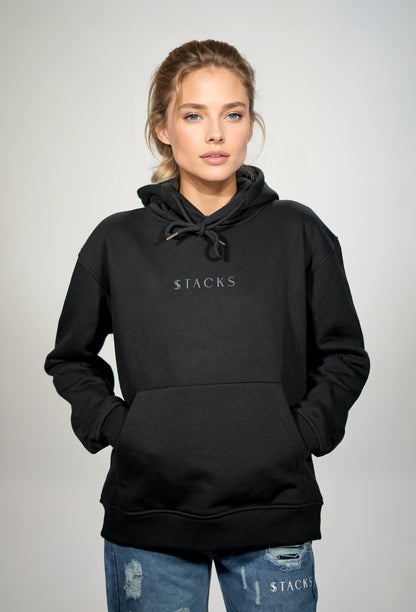 Black Classic Women Stacks Hoodie