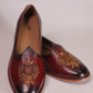 Handcrafted Wine Leather Jalsa with Embroidered Crest