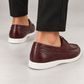 Wine Boat Shoe With White Sole