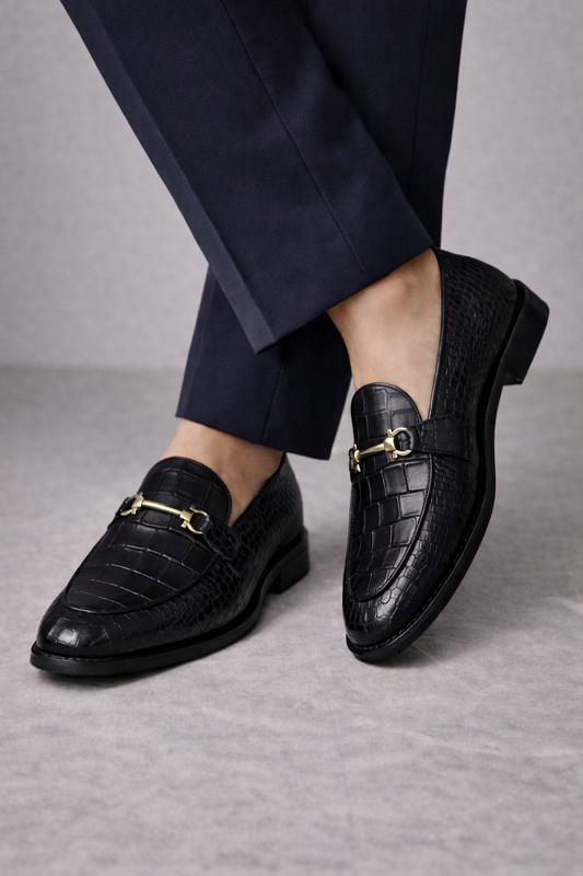 Crocodile Premium Black Leather Shoe