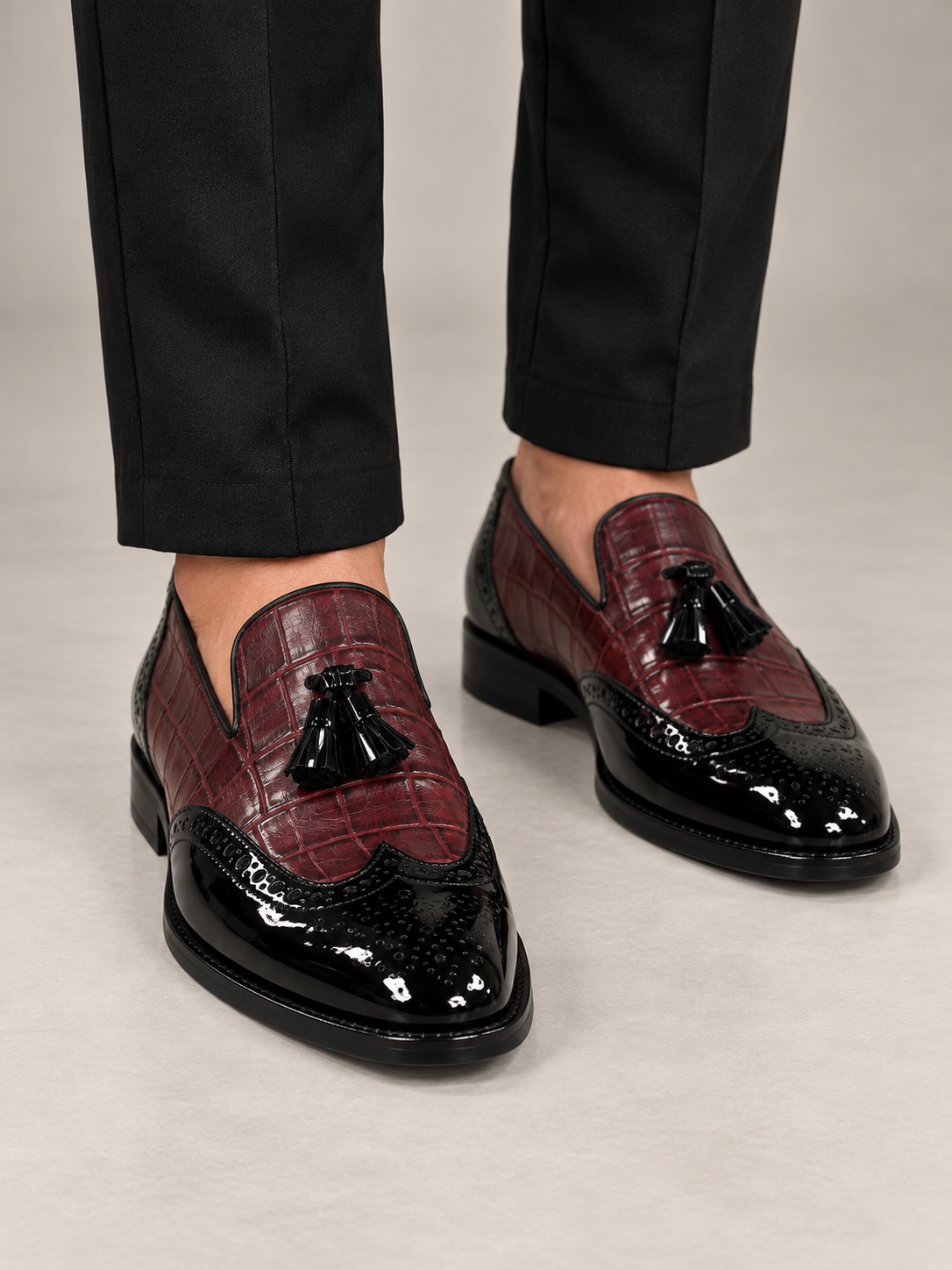 Loafer Tassel Brogue Wine Black Patent