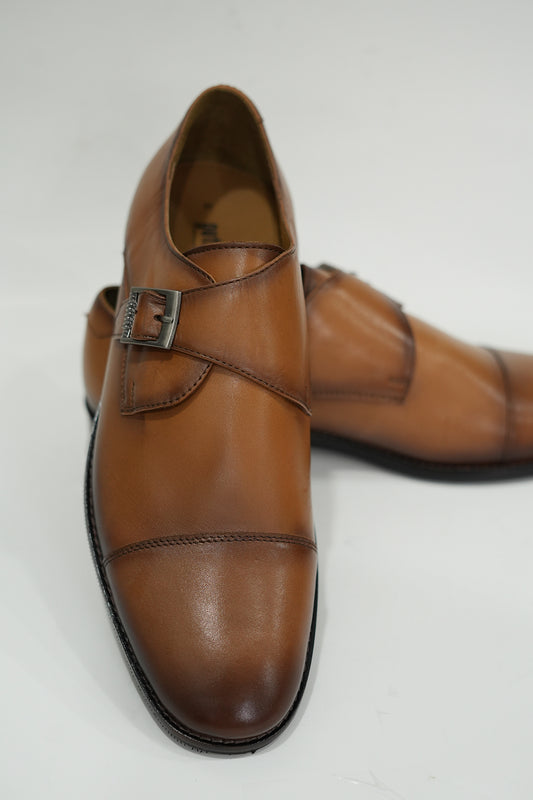 Single Monk Tan Leather Shoe
