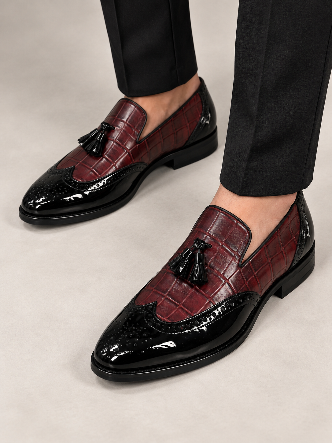 Loafer Tassel Brogue Wine Black Patent