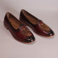 Handcrafted Wine Leather Jalsa with Embroidered Crest