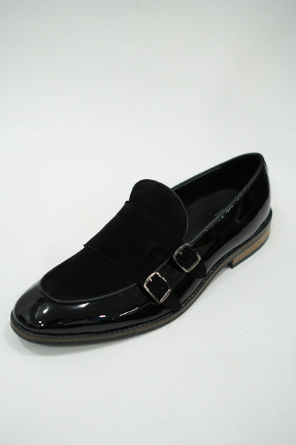 Handcrafted Double Monk Black Shoes