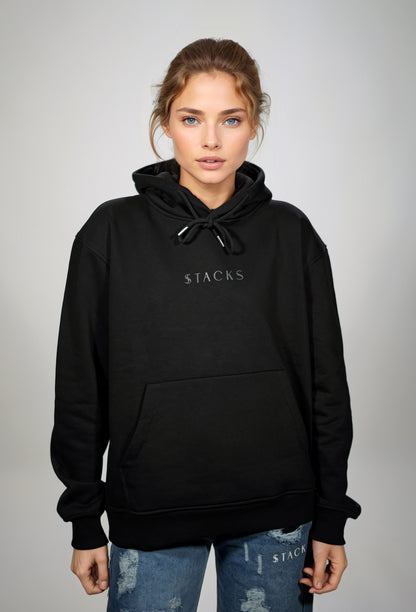 Black Classic Women Stacks Hoodie