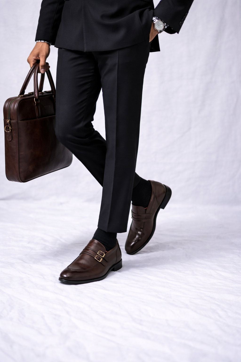 Double Monk Brown Leather Shoe