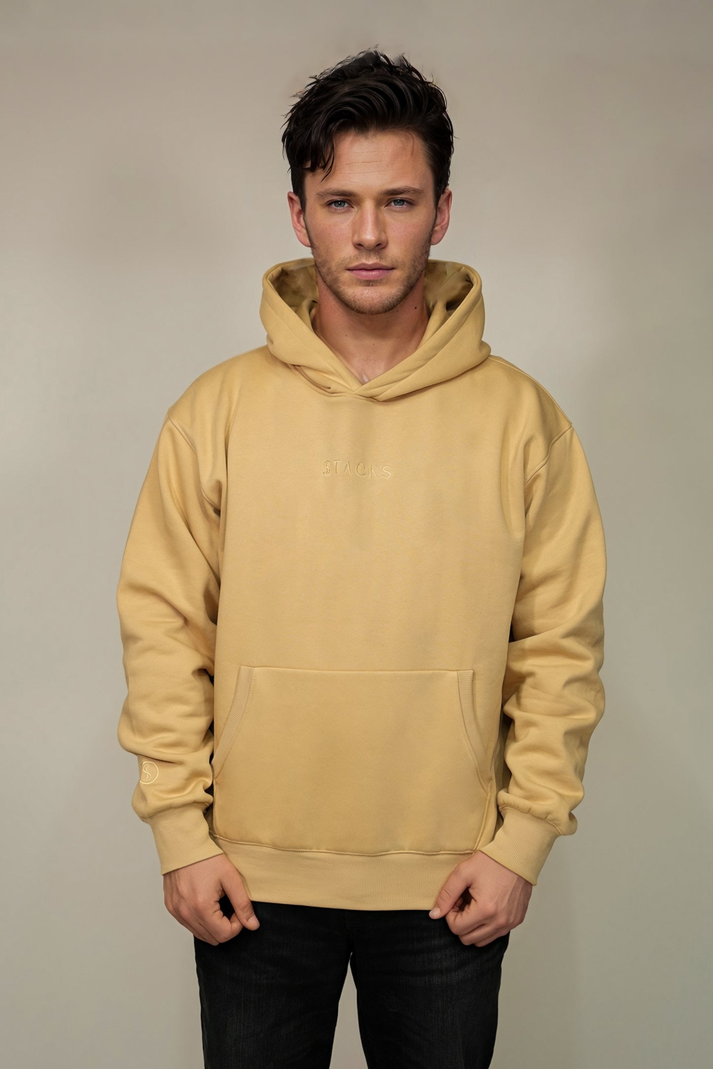 Beige Classic Stacks Hoodie Men