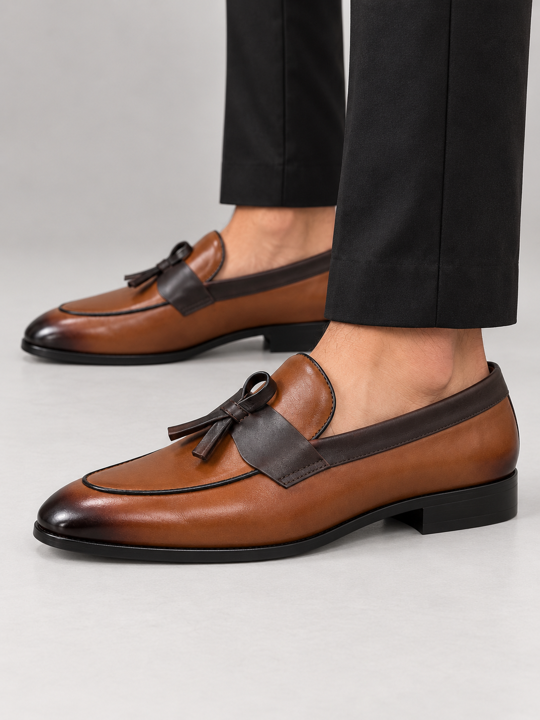Two-Tone Leather Tassel Loafer
