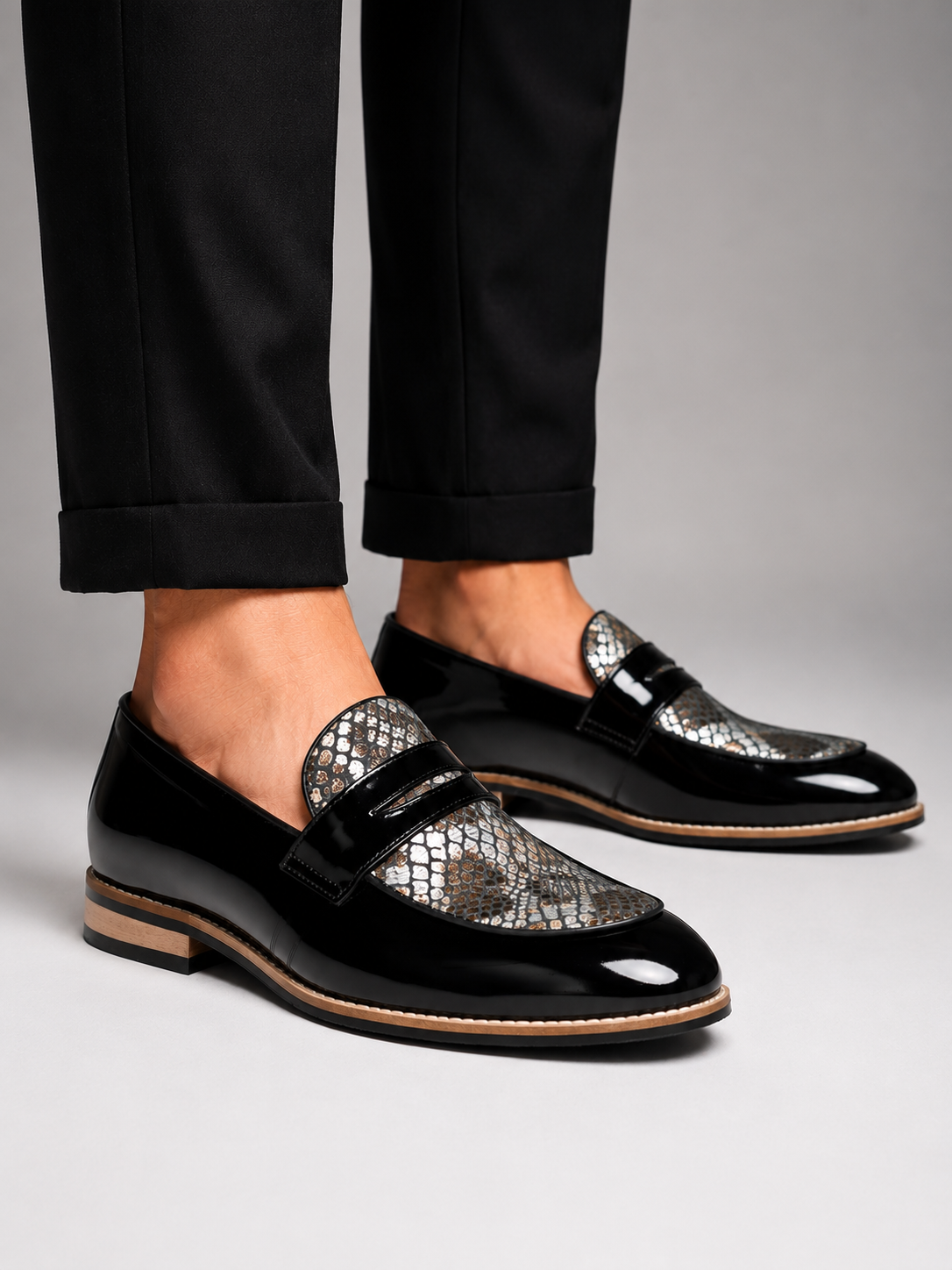 Midnight Reptile Penny Loafers