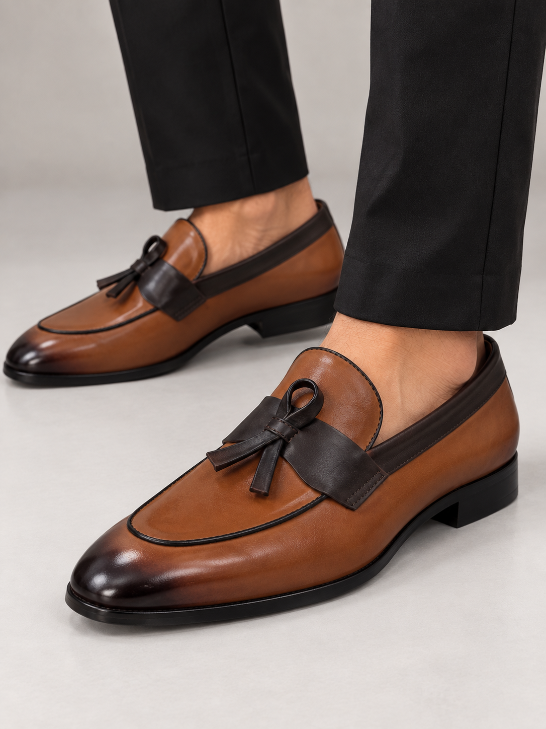 Two-Tone Leather Tassel Loafer