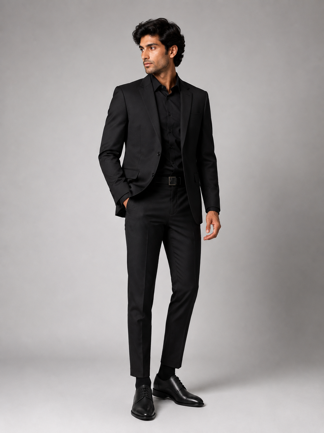 Derby Black Leather Shoes