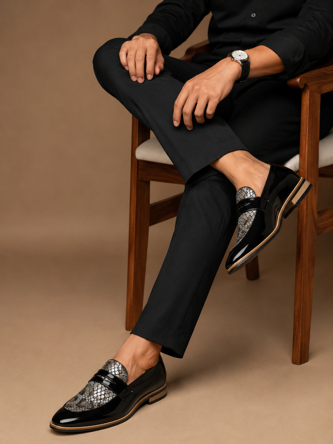 Midnight Reptile Penny Loafers