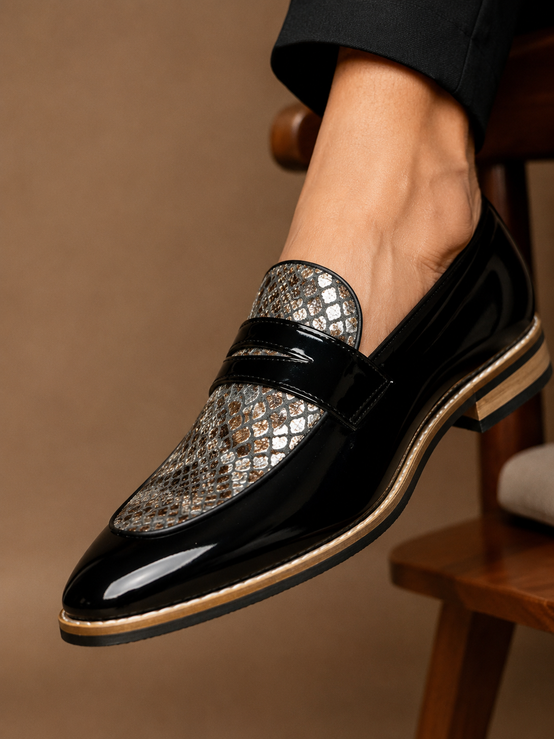 Midnight Reptile Penny Loafers