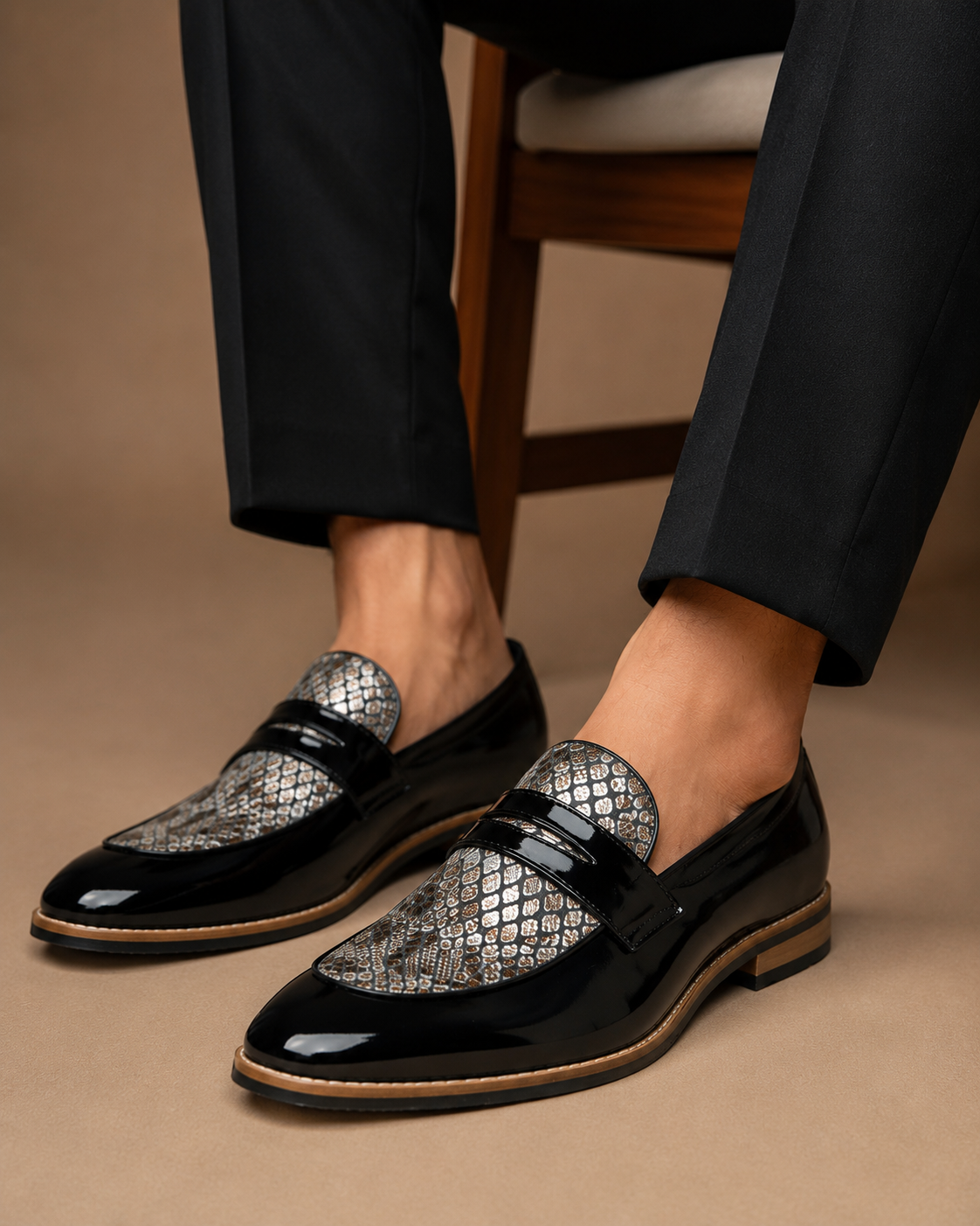 Midnight Reptile Penny Loafers