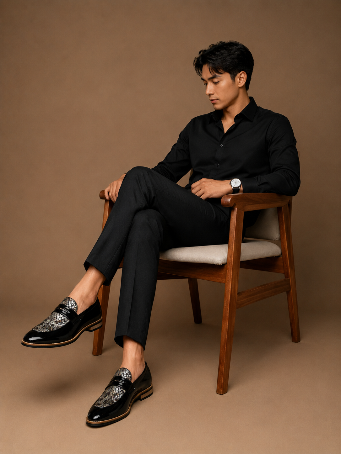 Midnight Reptile Penny Loafers