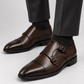 Brown Double Monk Strap Dress Shoes for Men