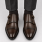 Brown Double Monk Strap Dress Shoes for Men