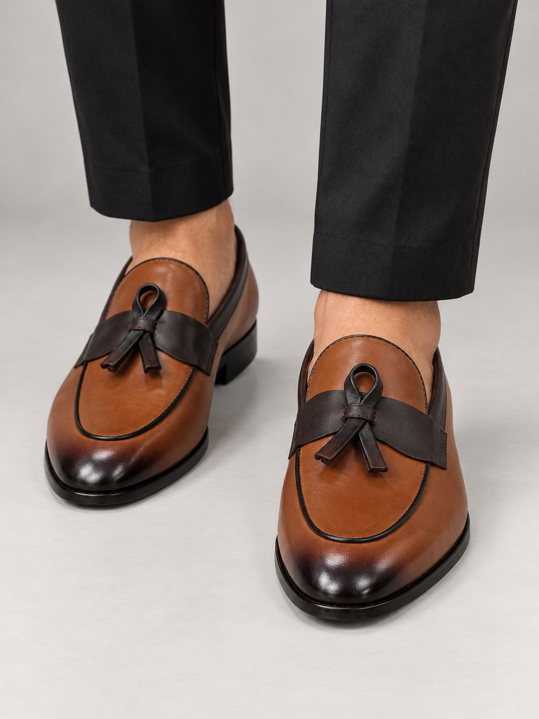 Two-Tone Leather Tassel Loafer