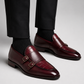 Wine Double Monk Strap Dress Shoes for Men