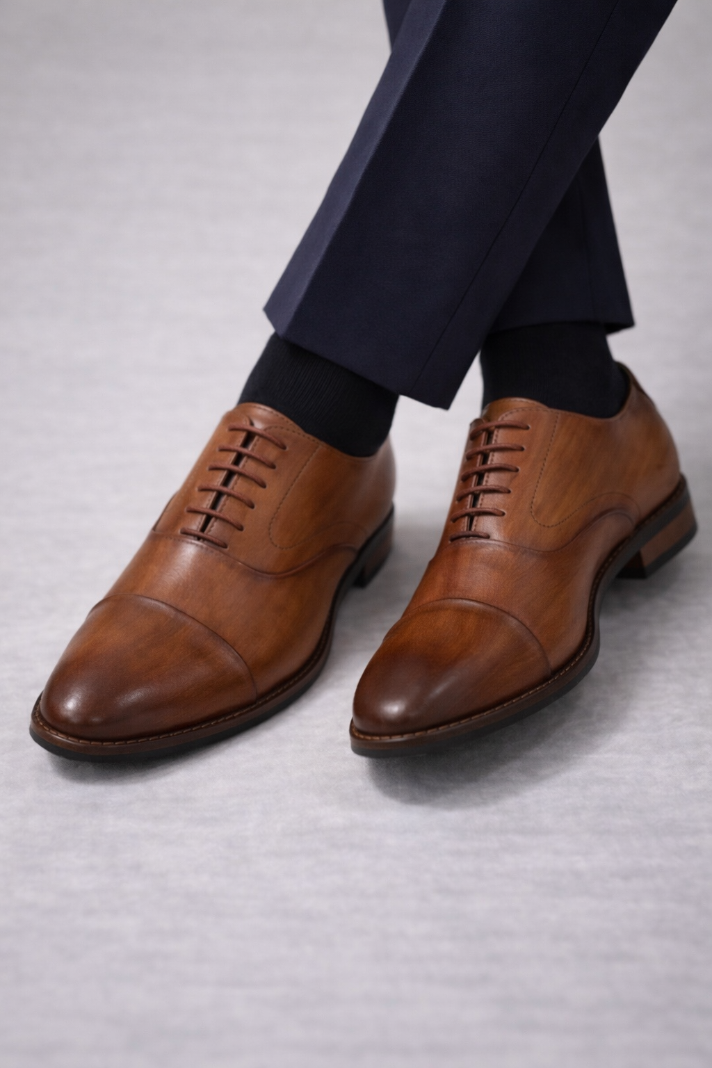 Wood Finish Tan Leather Shoes