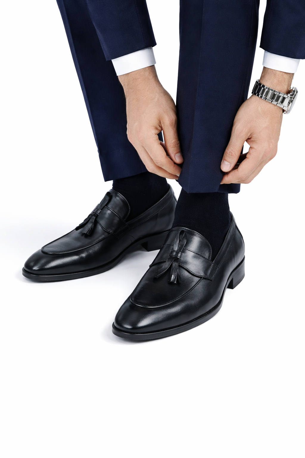 Slipon Tussle Black Leather Shoe