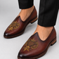Handcrafted Brown Leather Jalsa with Embroidered Crest