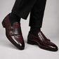 Wine Double Monk Strap Shoes for Men