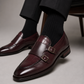 Wine Double Monk Strap Shoes for Men