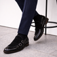Black Double Monk Shoes with Patent Leather