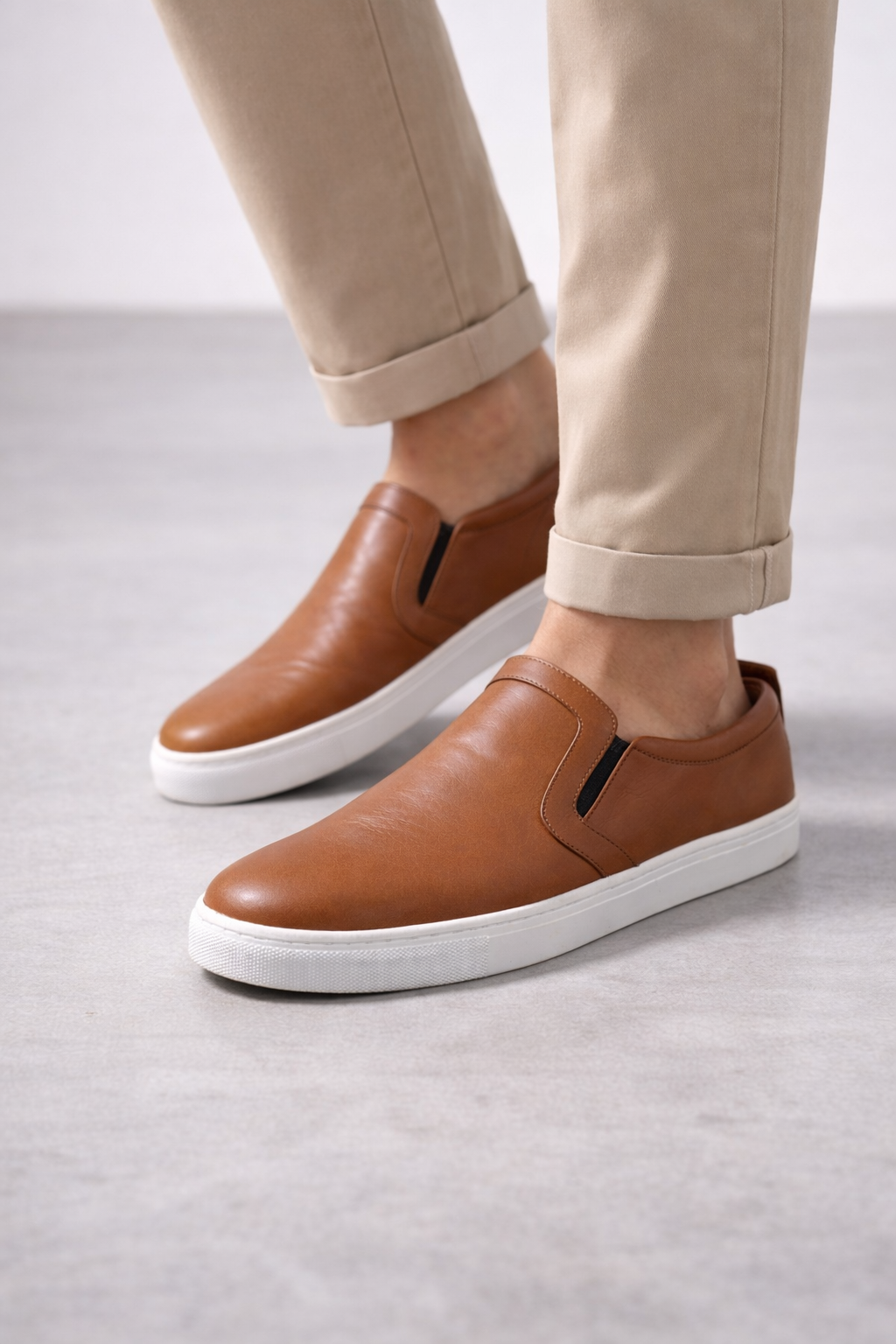 Brown White Leather Sneaker
