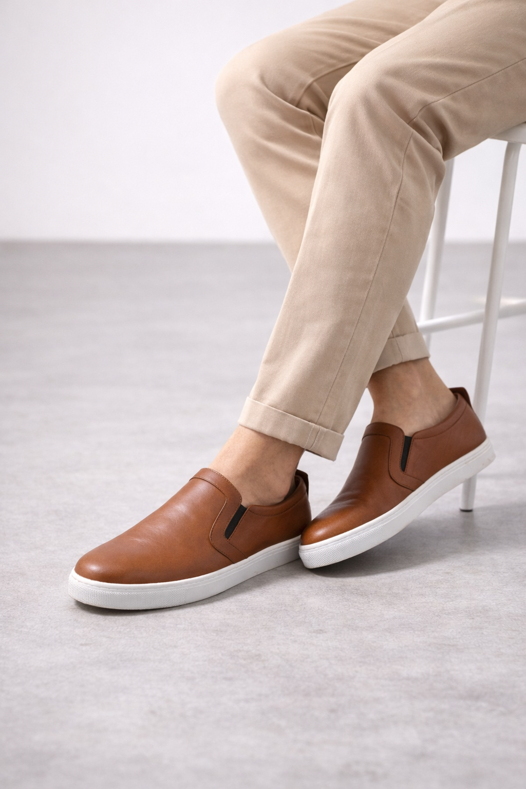 Brown White Leather Sneaker