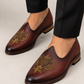 Handcrafted Brown Leather Jalsa with Embroidered Crest