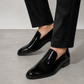 Slipon Wood Black Loafers Patent Leather