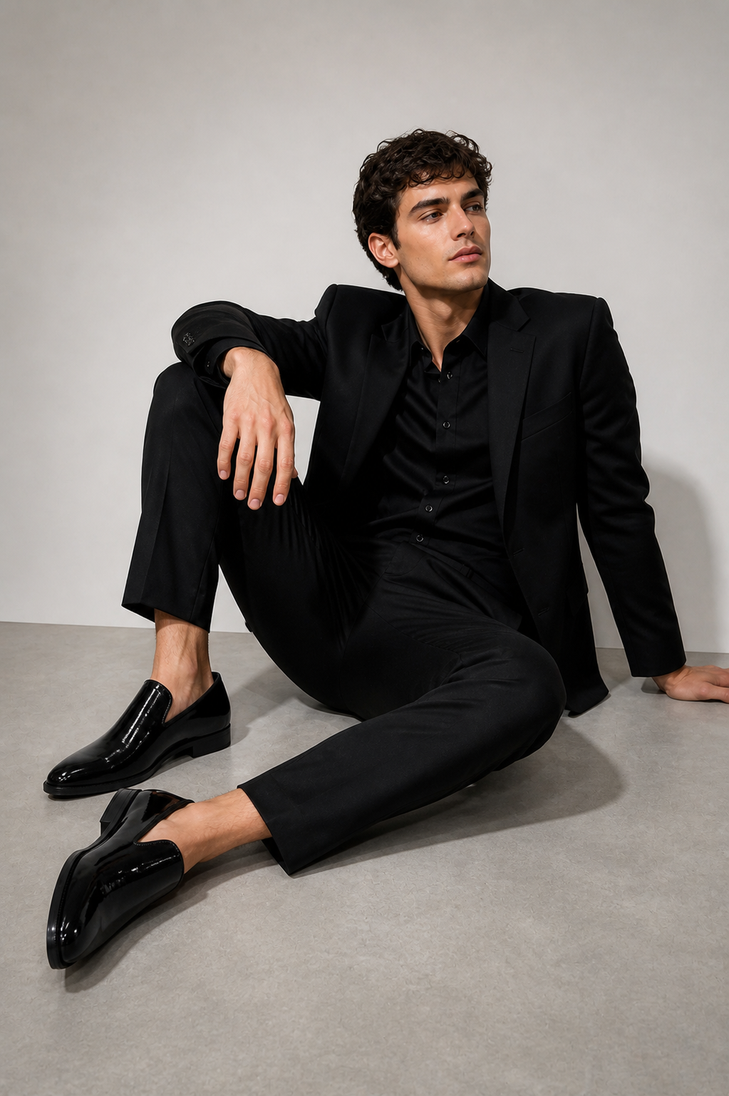 Slipon Wood Black Loafers Patent Leather